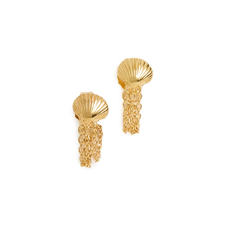 Madewell Demi Fine Shell Front Back Earrings 14K Gold One Size
