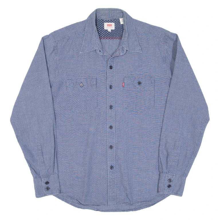 LEVI'S Mens Shirt Blue Check Long Sleeve S
