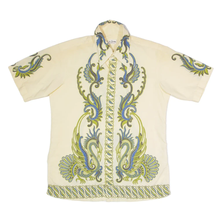 SIR JOHN Mens Shirt Beige Crazy Pattern M
