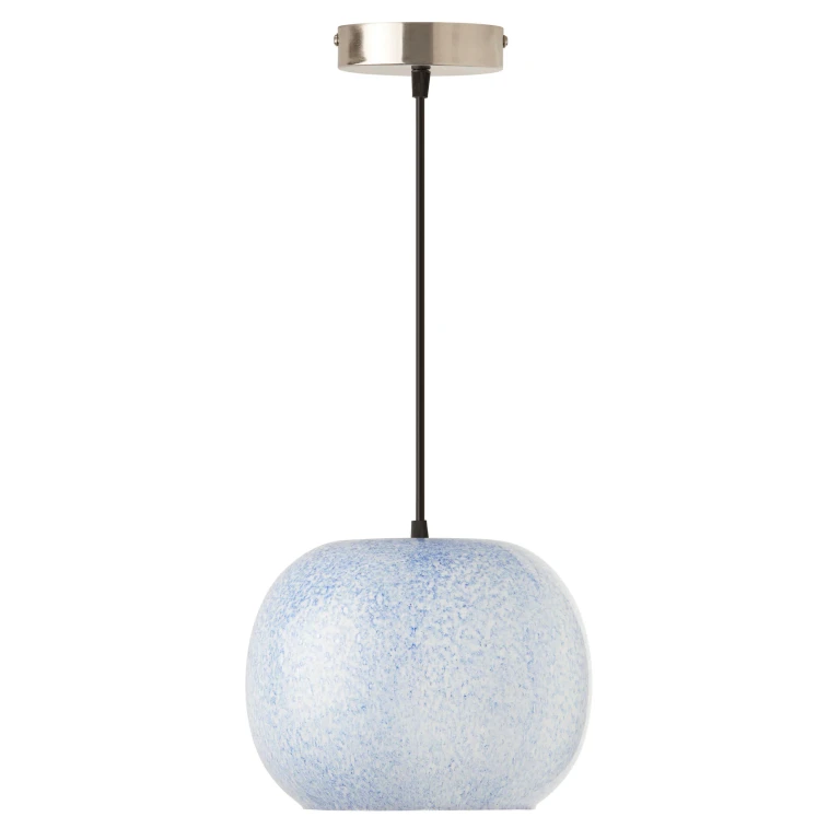 Handblown Blue & White Globe Shade Pendant