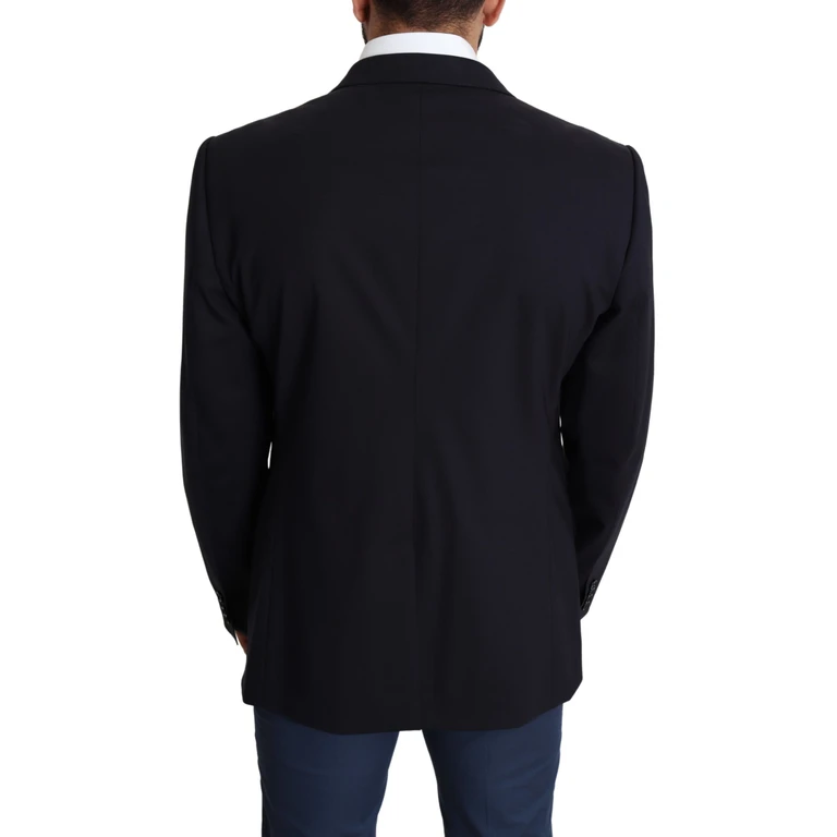 Dolce & Gabbana Black Wool Stretch Men Coat Martini Blazer Virgin Elastane Clothing - Men