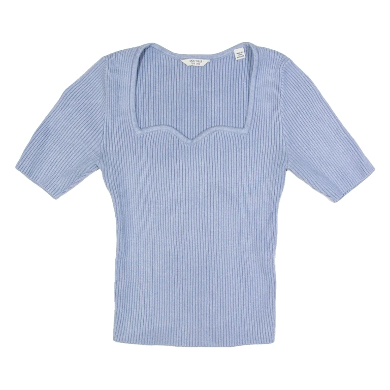 JACK WILLS Womens Top Blue V-Neck UK 10