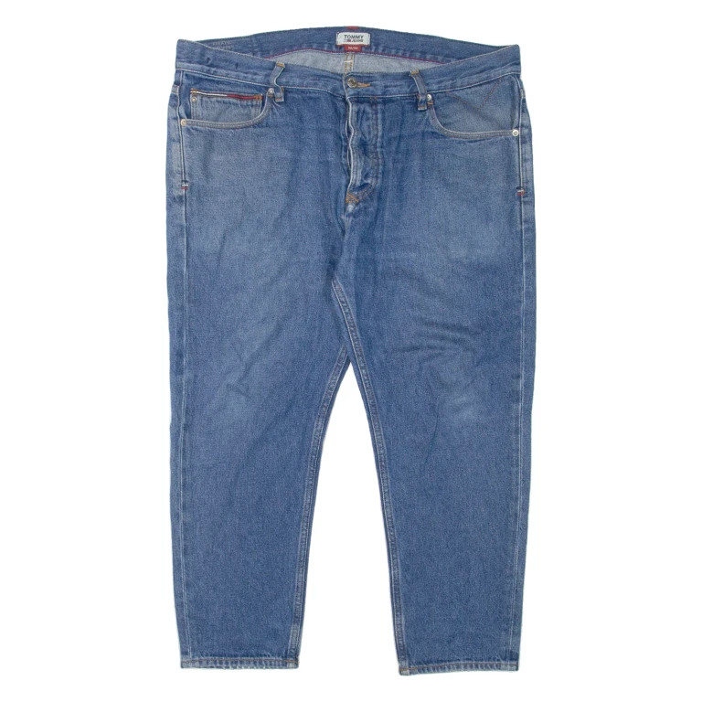 TOMMY HILFIGER Cropped Randy Mens Jeans Blue Relaxed Tapered Denim W36 L24