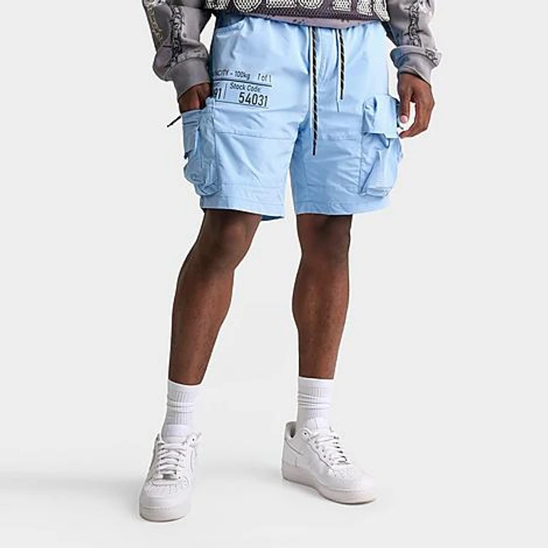 Smoke Rise Men's Nylon Cargo Shorts in Alaskan Blue Size: Small