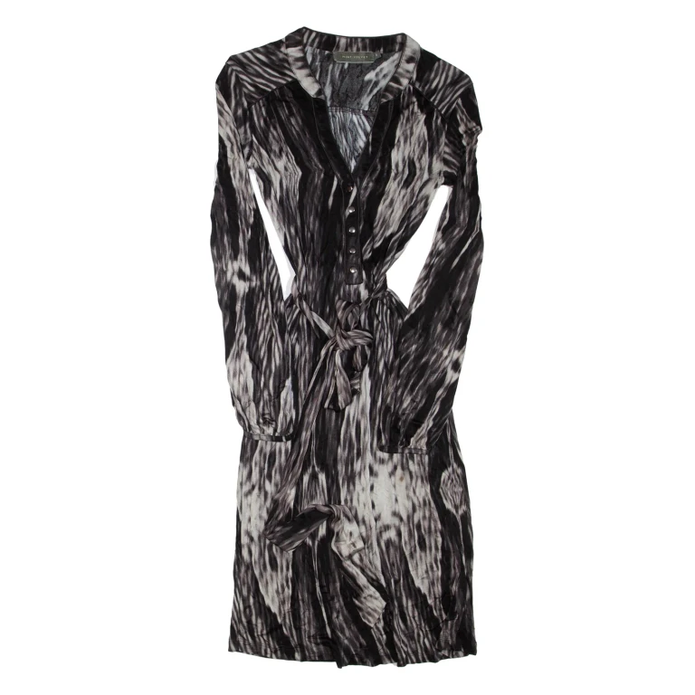 MINT VELVET Womens Day Dress Black Viscose Long Sleeve Knee Length S