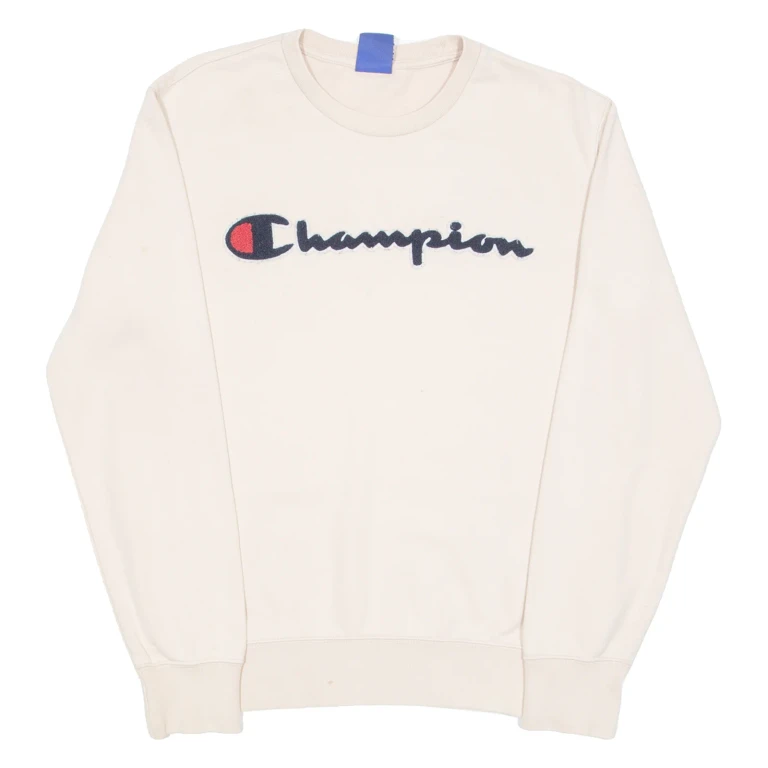 CHAMPION Womens Sweatshirt Beige Crew Neck M