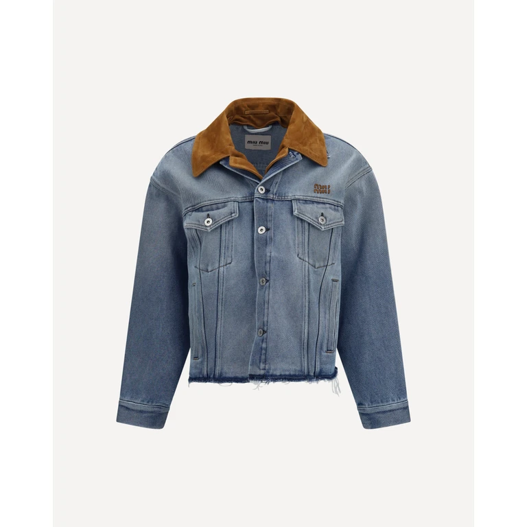 Washed denim and suede Jacket Female 40