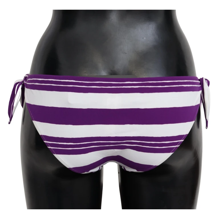 Dolce & Gabbana Purple White Stripes Beachwear Bikini Bottom Nylon Elastane Clothing - Women