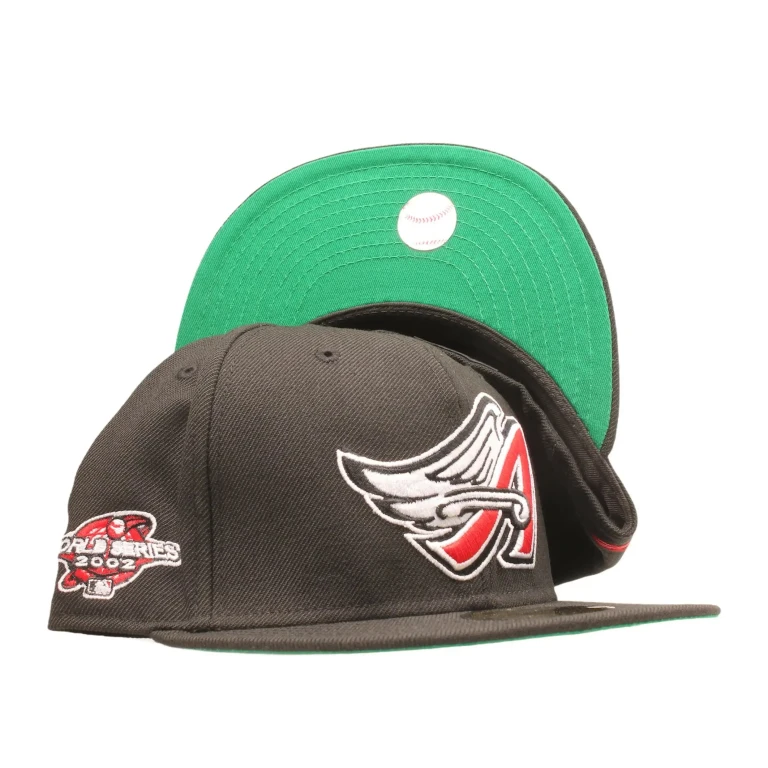 59Fifty Men Fitted Hat Black Anaheim Angels 2002 World Series Green Undervisor