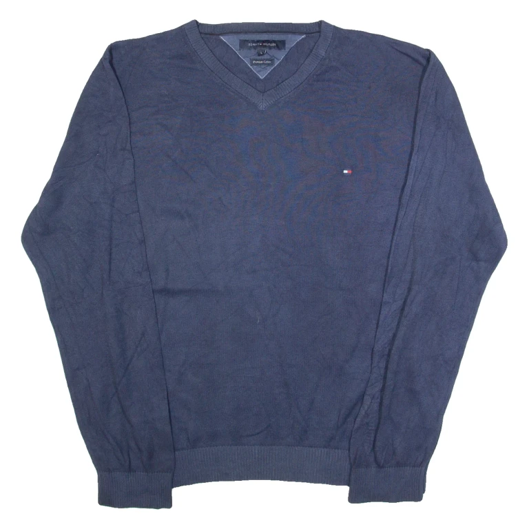 TOMMY HILFIGER Mens Jumper Blue Tight Knit L