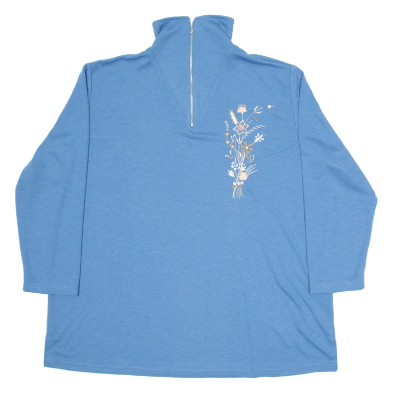 Womens Sweatshirt Blue 1/4 Zip XL