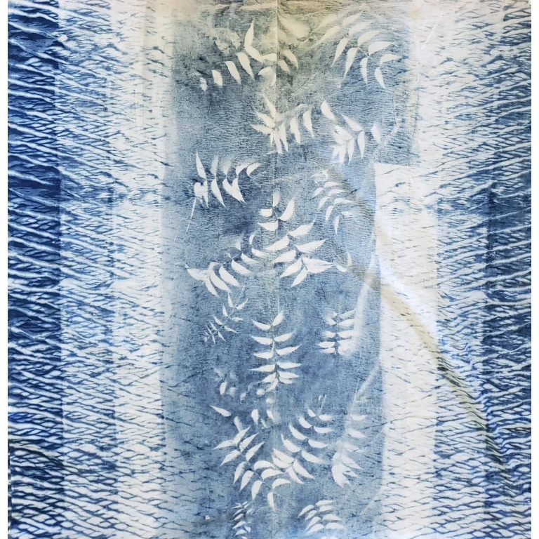 Indigo Dyed Hand Printed Cotton Fabric