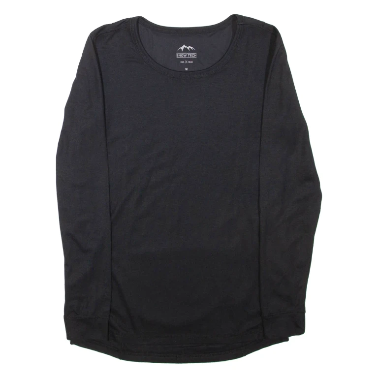 SNOW TECH Mens T-Shirt Black Long Sleeve Crew Neck M