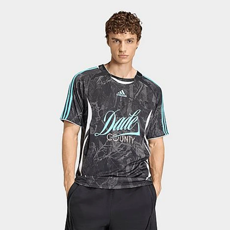 adidas Men's Originals FIFA World Cup 26 Host City Miami Graphic Soccer Jersey in Black/Pulse Aqua Size: XS
