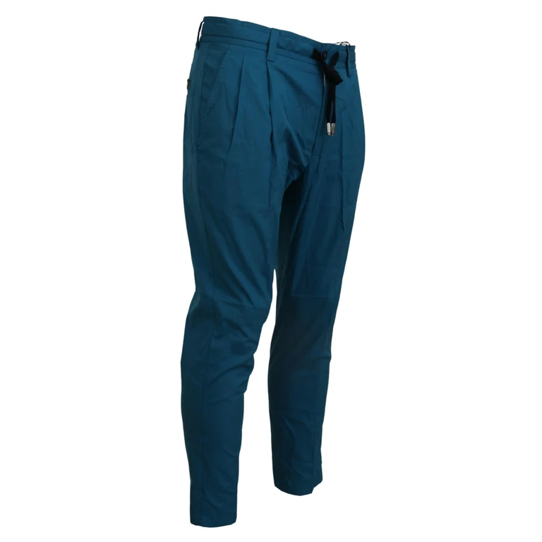 Blue Cotton Chinos Trousers Pants - Men