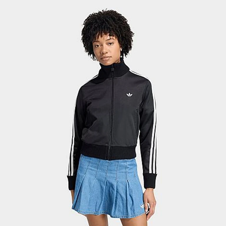 adidas Women's Originals Firebird Knitted Crochet Details Track Top in Black Size: XXS