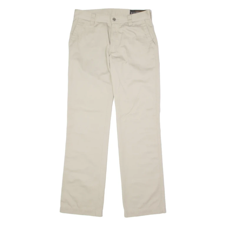 DUNDERDON Chino Mens Twill Trousers Beige Regular Straight W29 L32