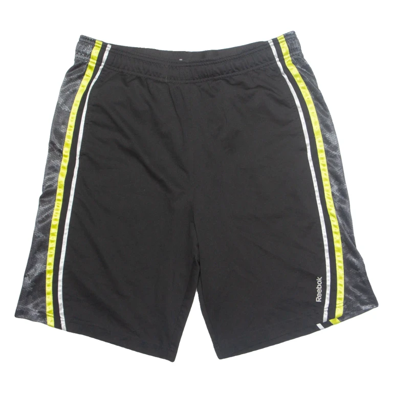 REEBOK Mens Sports Shorts Black Relaxed L W34