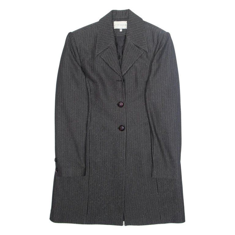 SINOE Womens Blazer Jacket Black Striped L