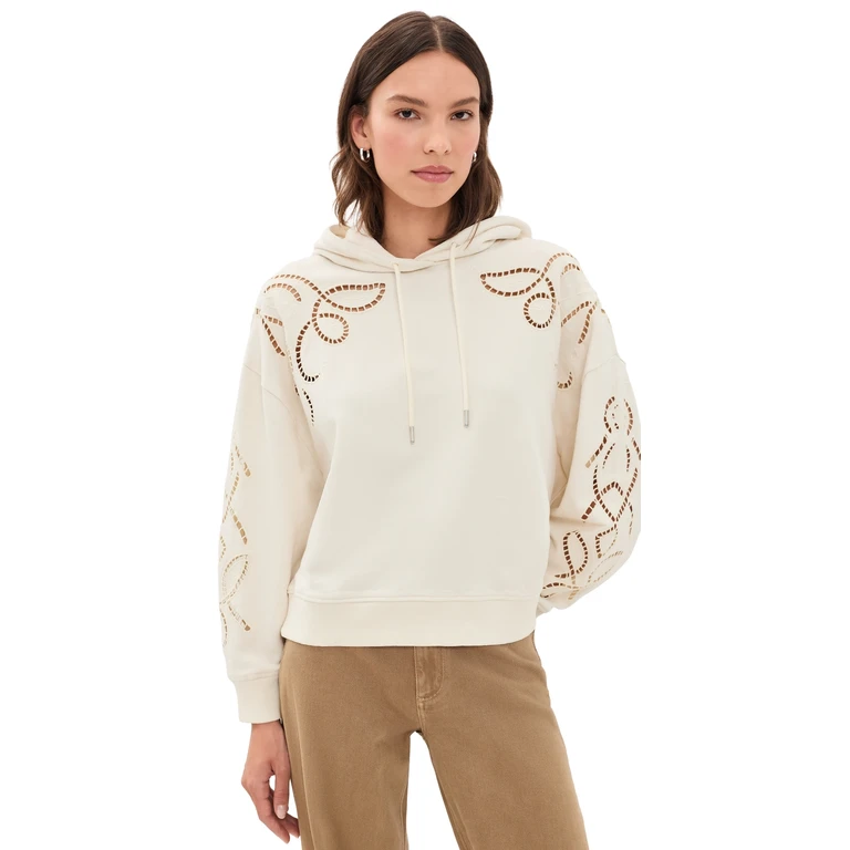 ba & sh Beni Embroidered Hoodie Ecru 2