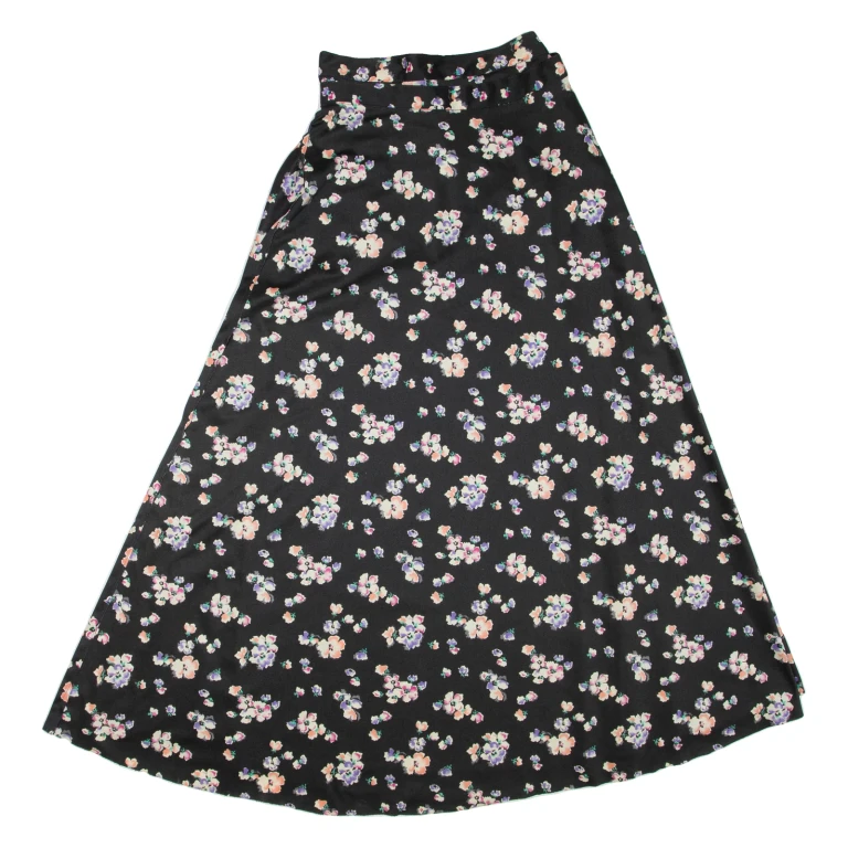 Womens Wrap Skirt Black Long Floral S