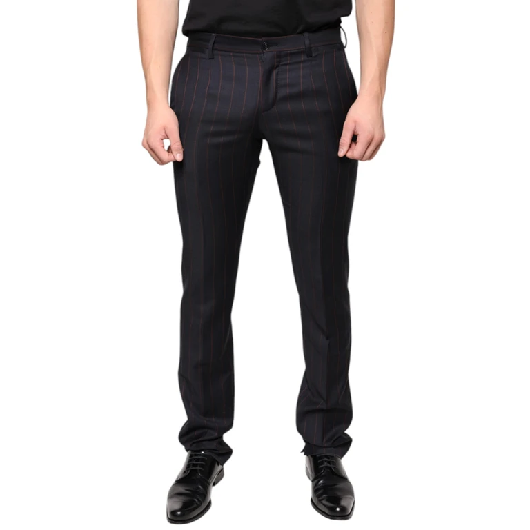 Dolce & Gabbana Black Stripes Skinny Men Dress Pants Virgin Wool - Men