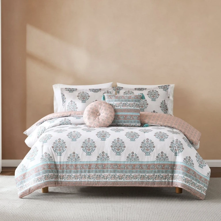 Sofia Flower Block Bouquet Comforter 5Pc Set