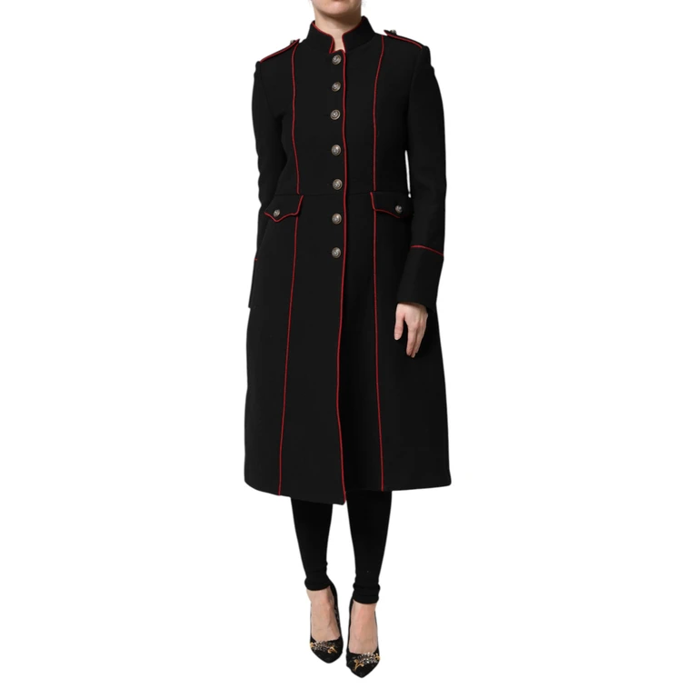 Dolce & Gabbana Black Wool Single Breasted Trench Coat Jacket Virgin Nylon Clothing - Women