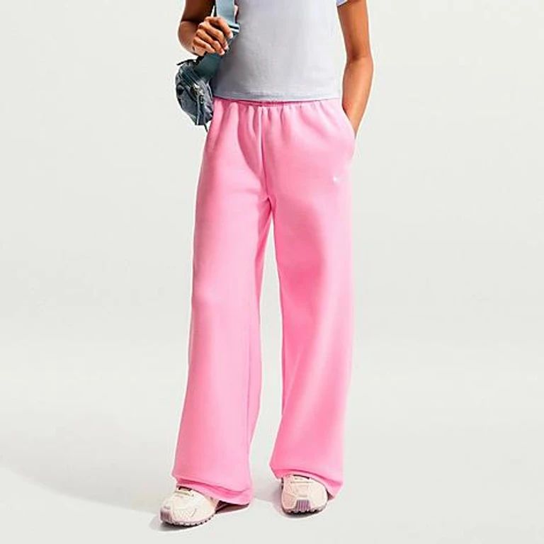 Nike Girls' Big Kids Sportswear Studio Fleece Open Hem Sweatpants in Pink Rise Size: Small
