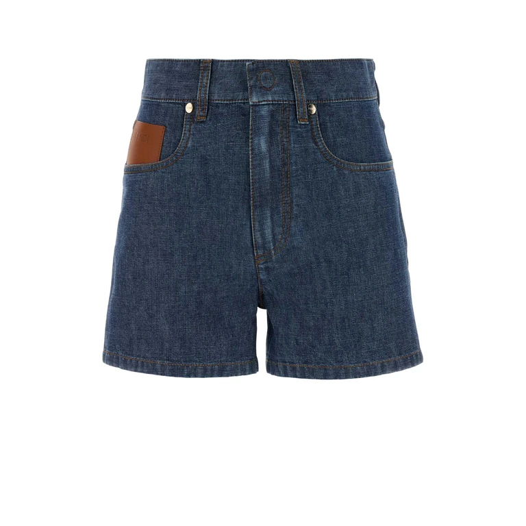 Fendi Denim Shorts Navy Exterior: Cotton Pantaloni - Women
