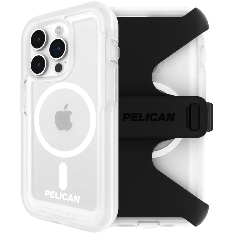 Voyager Series - iPhone 15 Pro Case 6.1" [Compatible with MagSafe] [Anti-Yellow] Magnetic Charging Phone Case with Belt Clip Holster Kickstand [18ft Military Grade Drop Protection] - Clear