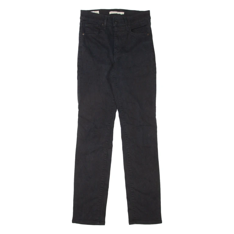 LEVI'S 724 High Rise BIG E Womens Jeans Black Slim Straight W25 L28