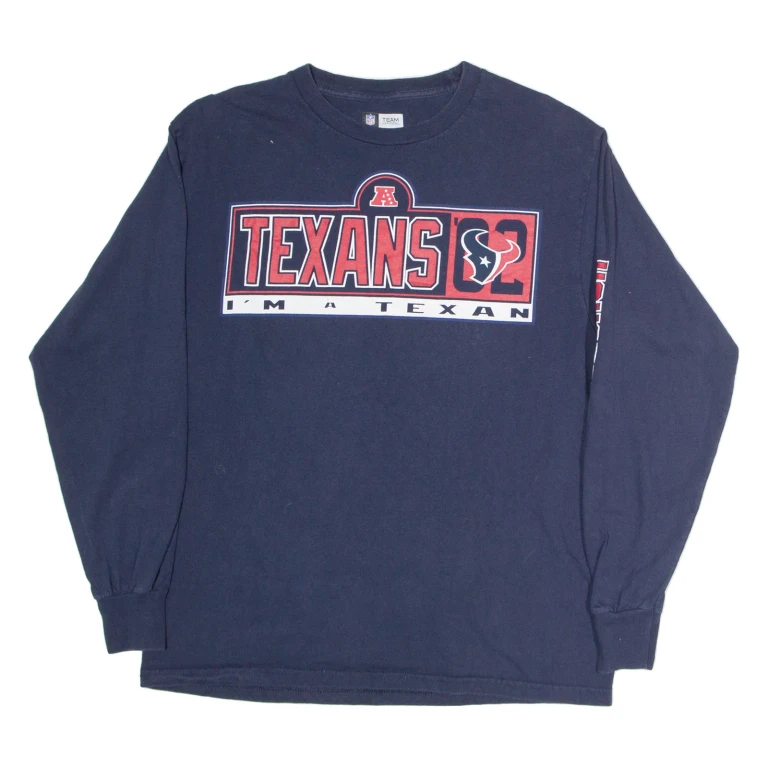 NFL Houston Texans Mens T-Shirt Blue Long Sleeve USA M