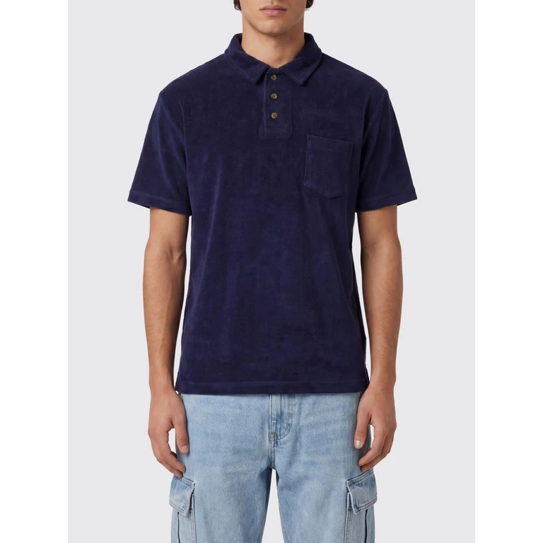 Short-Sleeved Cotton-Blend Polo Shirt with a Chest Patch Pocket (MRFANTASYNAVY)