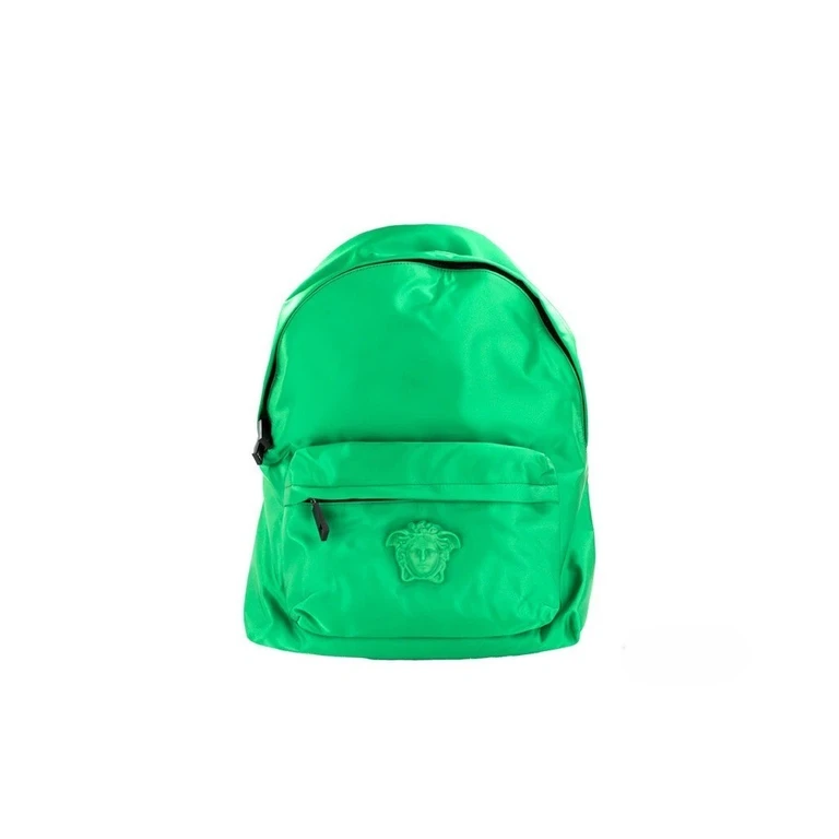 Versace Large Bright Green Nylon Fabric Medusa Shoulder Backpack Bookbag Black - Women