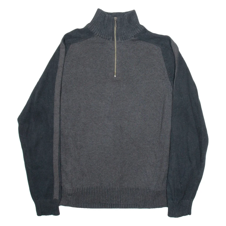 CALVIN KLEIN JEANS Mens Jumper Grey 1/4 Zip Tight Knit M