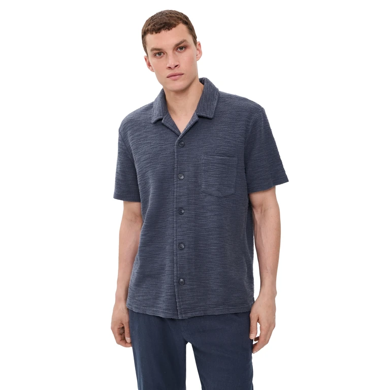 Marine Layer Cam Jacquard Resort Shirt Navy M