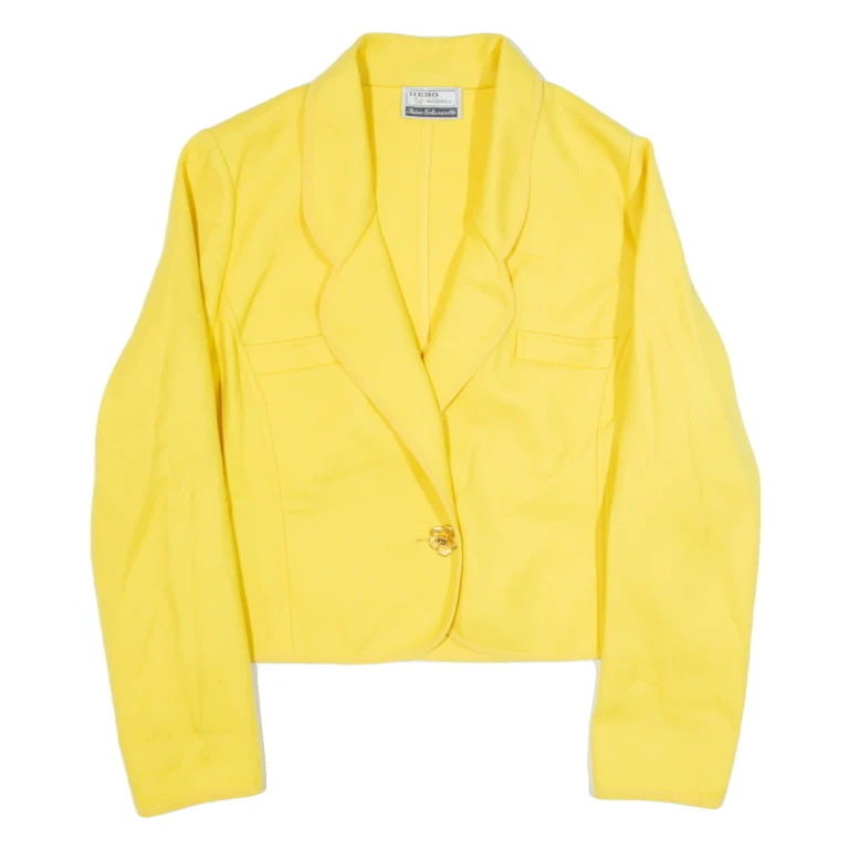 HERO MODELL Womens Blazer Jacket Yellow Wool 90s S