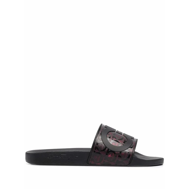 Ferragamo Groove Logo-Embossed Sliders