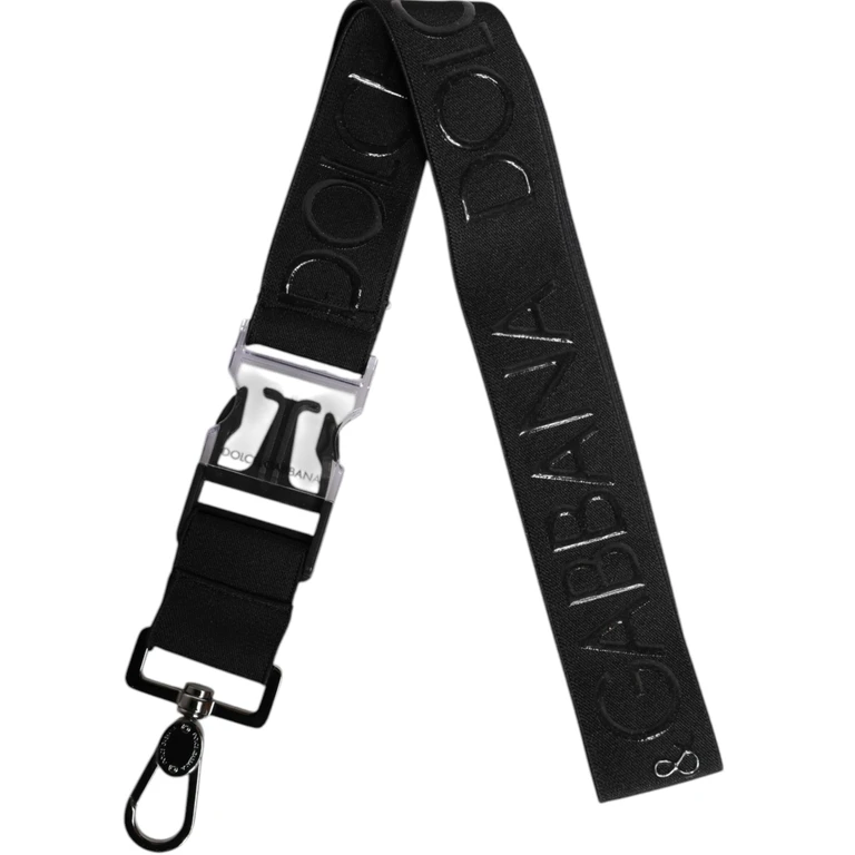 Dolce & Gabbana Black Stretch Polyester Rubberised Dg Logo Keychain Elastane Accessory - Men