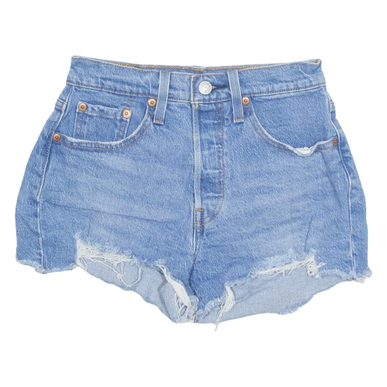 LEVI'S Cut Off 501 Womens Denim Shorts Blue XS W26