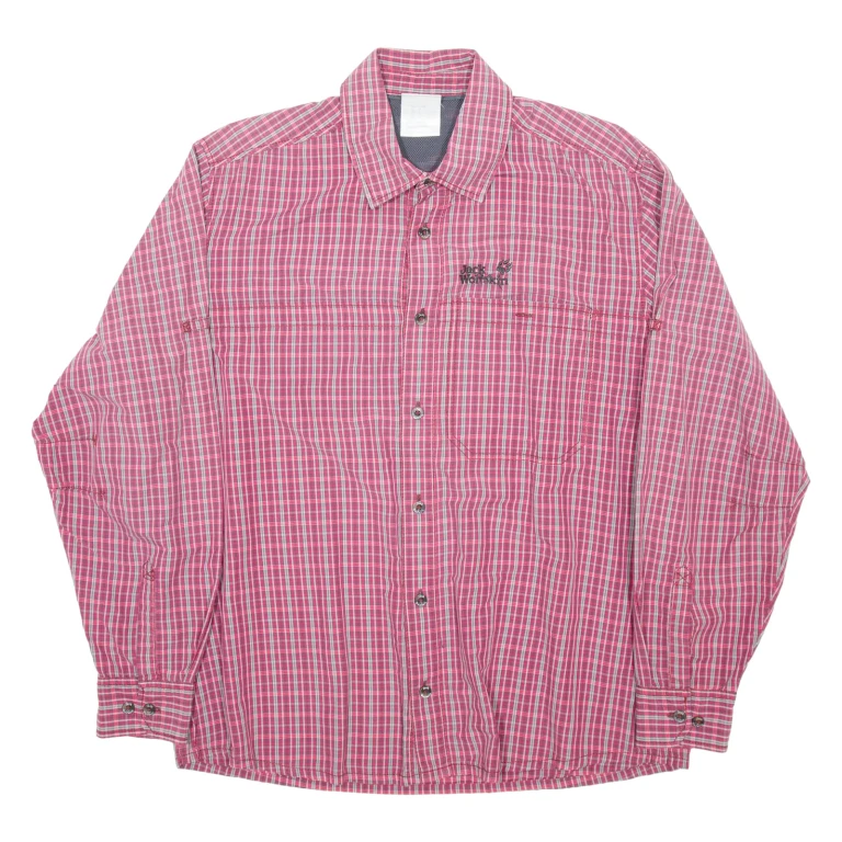 JACK WOLFSKIN Mens Shirt Red Check Long Sleeve M