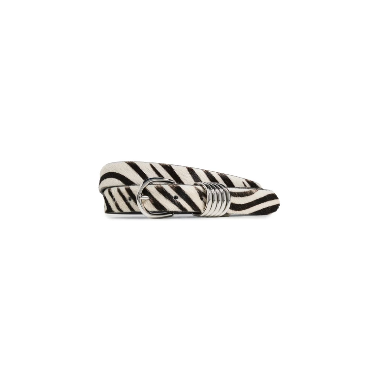 Slim Semi Formal Pony Skin Leather Belt Zebra 70