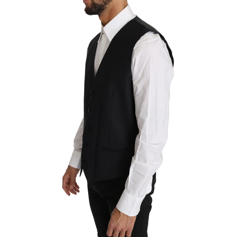 Dolce & Gabbana Gray Wool Silk Waistcoat Vest Clothing - Men