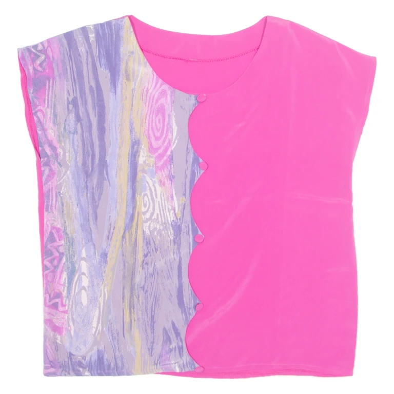 Womens Printed Blouse Pink Sleeveless Crazy Pattern M