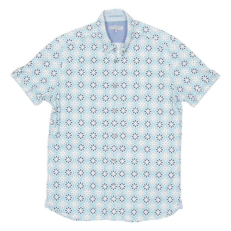TED BAKER Mens Shirt Blue Geometric S
