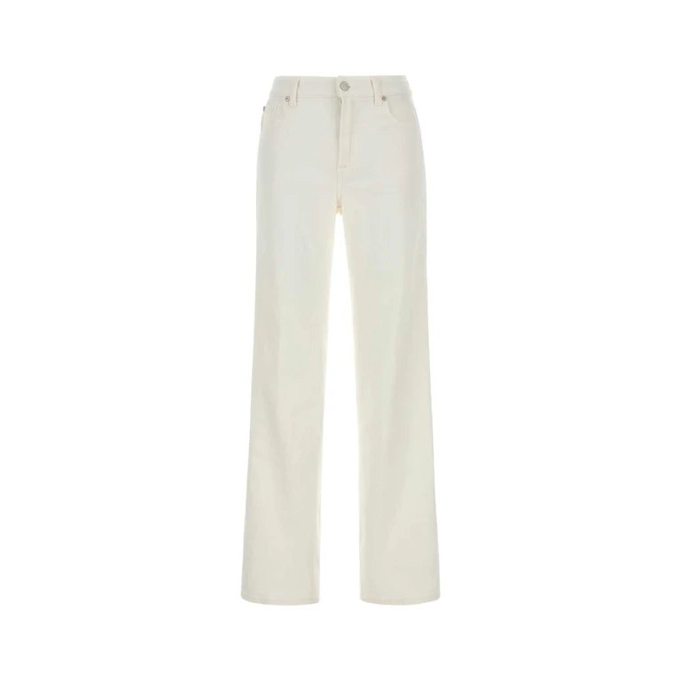 Seven For All Mankind White Stretch Denim Stovepipe Jeans Bianco - Women