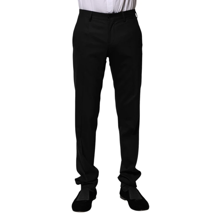 Dolce & Gabbana Black Wool Formal Dress Pants Virgin Elastane - Men