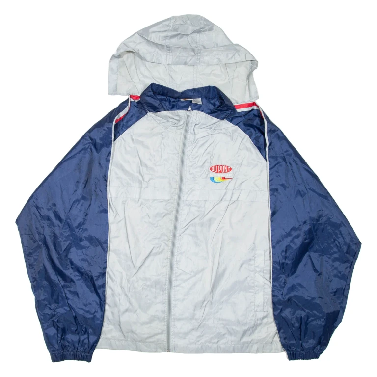 WINNERS CIRCLE Mens Rain Jacket Grey Hooded Colourblock L