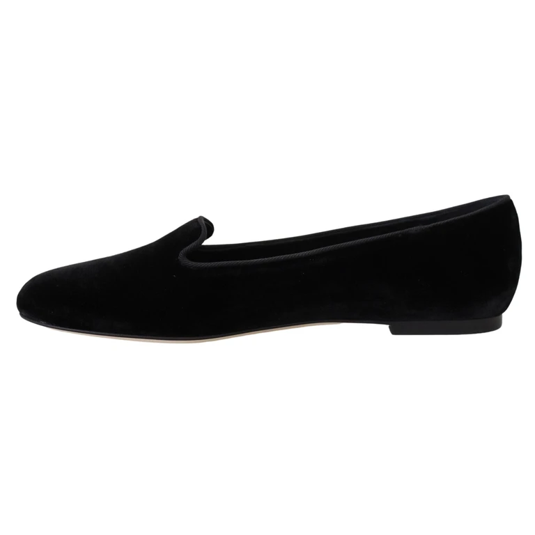 Dolce & Gabbana Black Velvet Slip Ons Loafers Flats Shoes Silk - Women